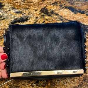 Bebe black faux fur purse